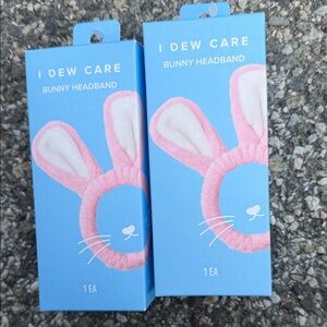 I DEW CARE ~ 2fer Pink Bunny Headbands for Kids ~ Perfect for Easter Basket